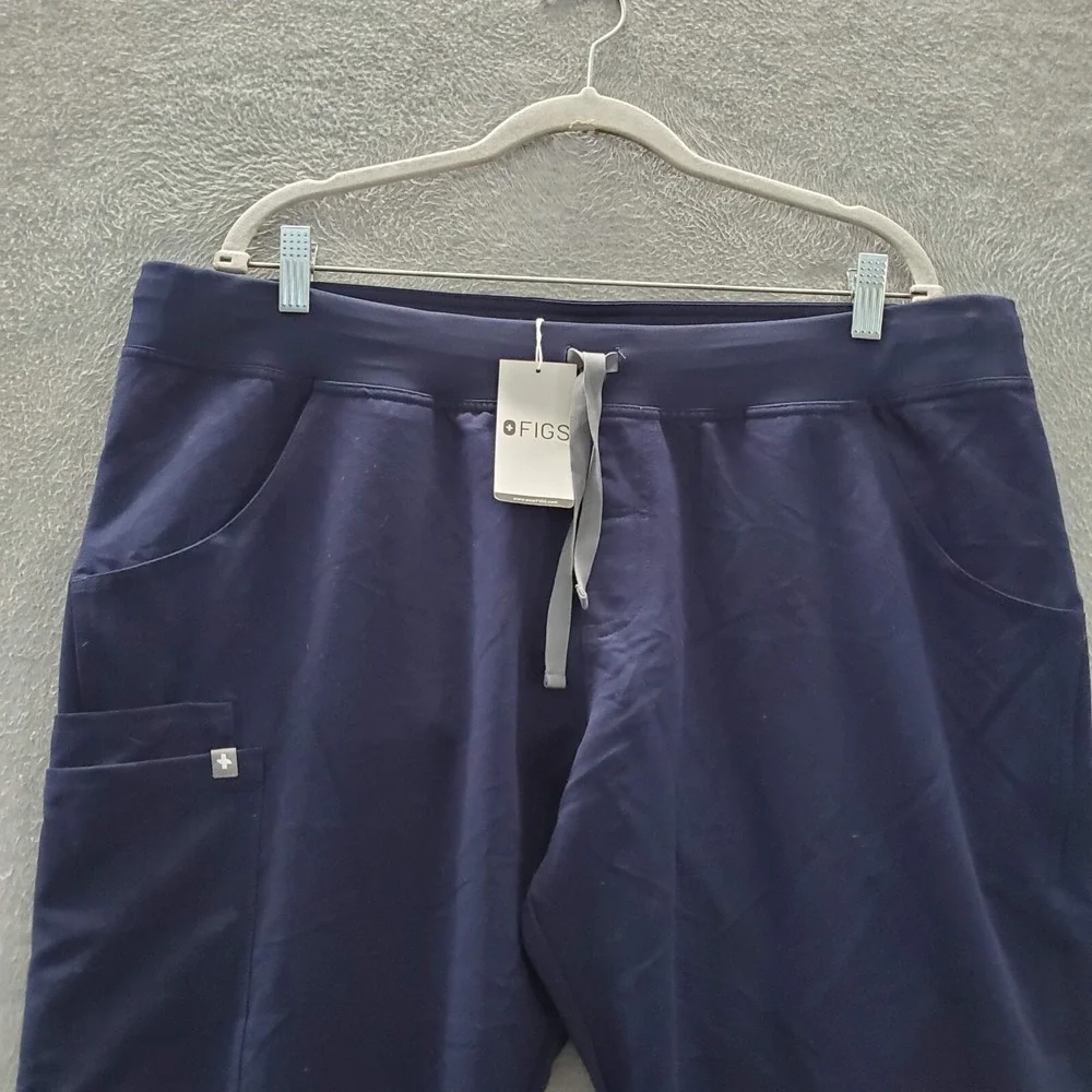 FIGS Women Scrub Bottom XL Blue 1429 Cargo Straight Leg Drawstring